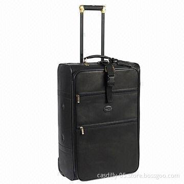 Trolley bag with leather ID tag